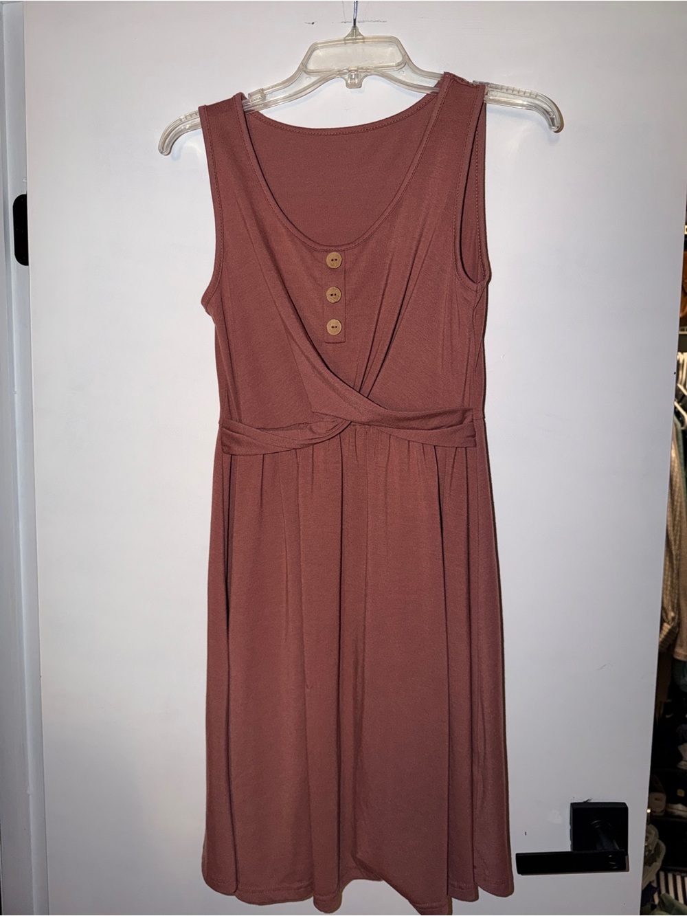 Mauve Knit Wrap-Front Dress
